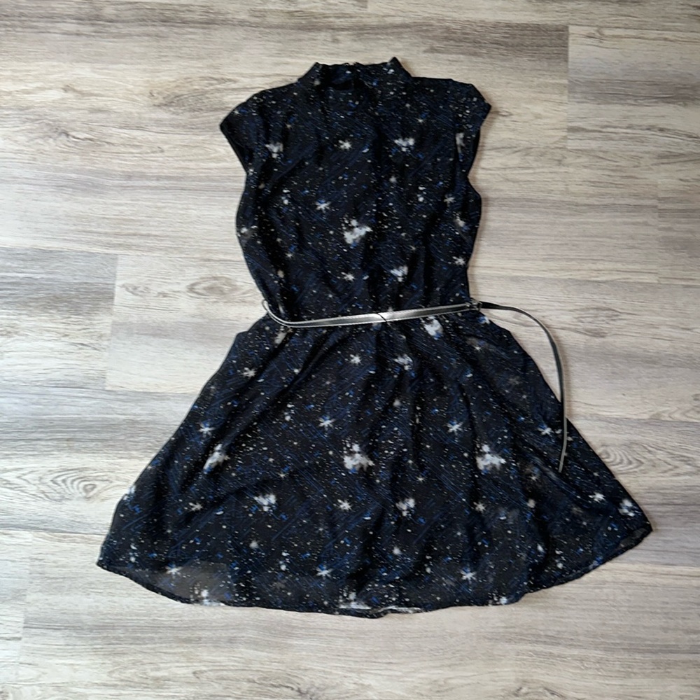 Blue and Black Star Wars Dress with tie fighters and silver belt